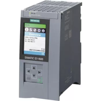Siemens SIMATIC S7-1500 CPU 1515-2 PN, 500 KB programinė atmintis, 3 MB duomenų atmintis, 2 PROFINET sąsajos, 3 prievadų jungiklis, 24 V DC 6ES75152AM020AB0