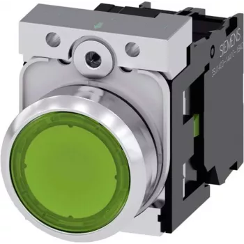 Siemens SIRIUS ACT 3SU1152-0AB40-1BA0 mygtukas, plokščias, žalias, metalinis aukšto blizgumo priekinis žiedas, 22mm, 1NO, varžtiniai gnybtai, IP66/67/69K