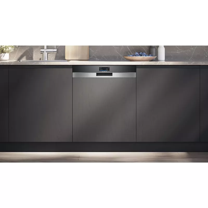 SIEMENS SN57TS00CE iQ700 Pilnai įmontuojamas indaplovė (Šlifuotas nerūdijantis plienas / juoda, 60 cm, Home Connect)