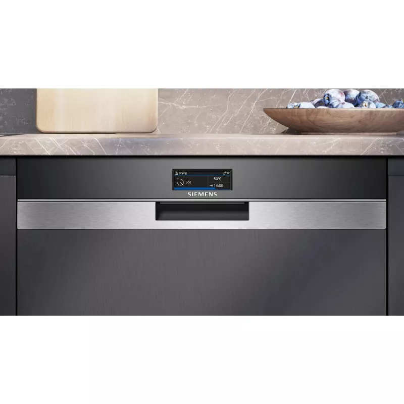 SIEMENS SN57TS00CE iQ700 Pilnai įmontuojamas indaplovė (Šlifuotas nerūdijantis plienas / juoda, 60 cm, Home Connect)