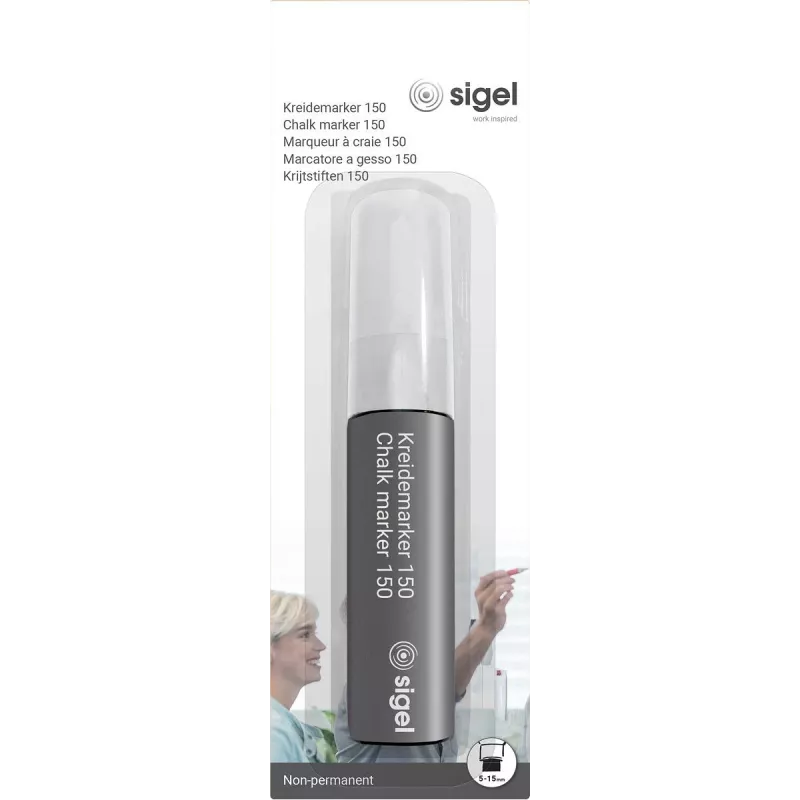 SIGEL Chalk Marker 150 Chisel Tip 5-15 mm White Wipeable 1 Vnt.