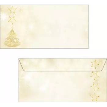 SIGEL DU083 Graceful Christmas DIN ilgas vokas, lipnus, 90 g/m² specialus popierius, inkjet/lazeriniams kopijavimo aparatams, baltas su šventiniu dizainu, 25 vokai