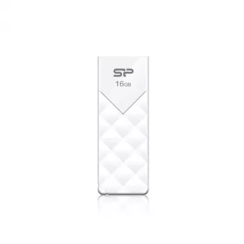 Silicon Power 16GB USB 2.0 atmintukas, ištraukiamas be dangtelio, baltas