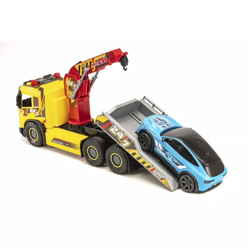 SIMBA-DICKIE Giant Tow Truck su šviesomis, garsais, judančiu kranu ir gerve – gelbėjimo automobilis vaikams nuo 3 metų