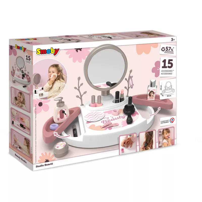 SIMBA-DICKIE My Beauty Studio interaktyvus grožio staliukas su apšviečiamu veidrodžiu ir 10 aksesuarų, 3-6 m.