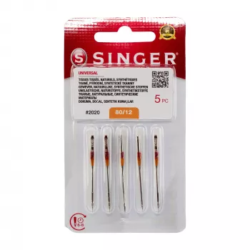 Singer 2020 universalios mašininės adatos, dydis 12/80, 5 vnt.