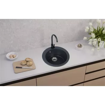 Virtuvės kriauklės komplektas SINK VICTORIA BLACK + MIXER + SIF 9811091SEN