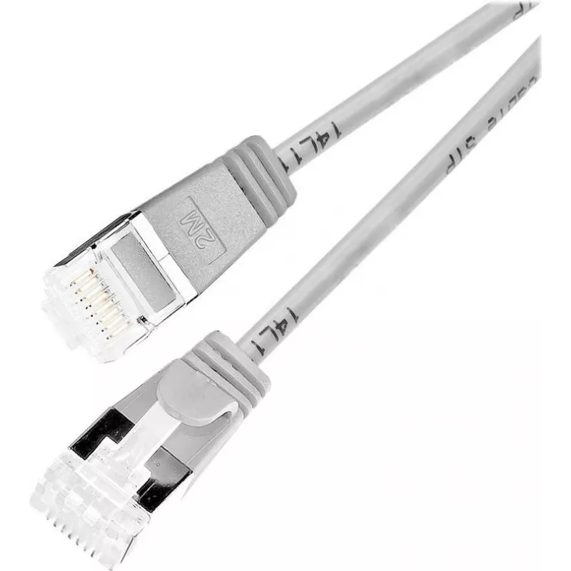 Wirewin SLIM apvalus U/FTP Cat 6a tinklo kabelis, pilkas, 1,0 m, 10 Gbps, PoE, lankstus plonas dizainas ankštoms vietoms (PKW-LIGHT-STP-K6A 1.0)