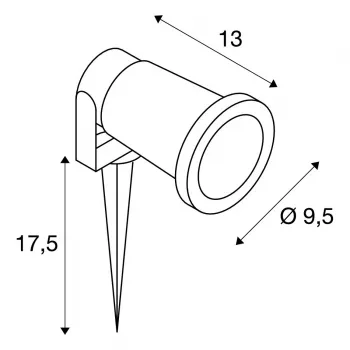 SLV Nautilus Spike sodo prožektorius 227410 GU10 IP65 su įžeminimo smaigaliu ir 1,5 m kabeliu, juodas