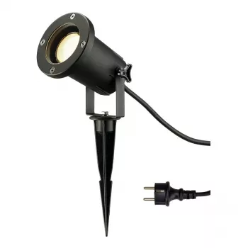 SLV Nautilus Spike sodo prožektorius 227410 GU10 IP65 su įžeminimo smaigaliu ir 1,5 m kabeliu, juodas