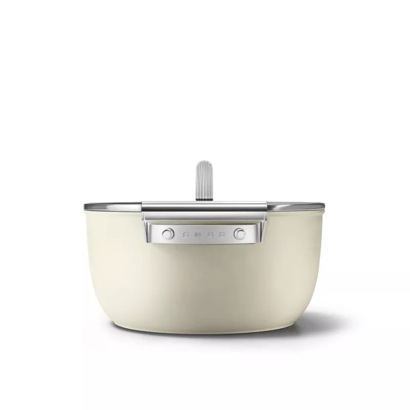 Smeg CSF2412CRM Puodas, 24 cm, Keraminė nelipni danga, Nerūdijančio plieno rankena, Matinė kreminė