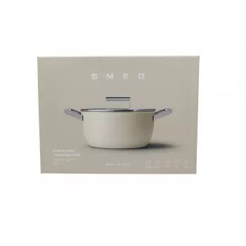 Smeg CSF2412CRM Puodas, 24 cm, Keraminė nelipni danga, Nerūdijančio plieno rankena, Matinė kreminė