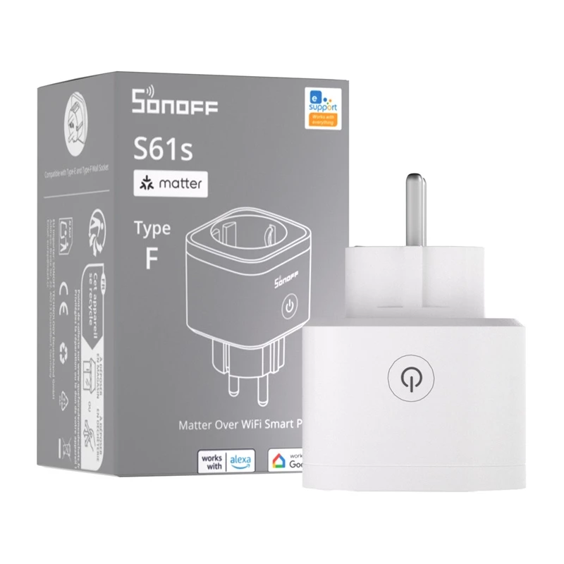 SONOFF S61s „Matter“ išorinis kištukas per Wi-Fi