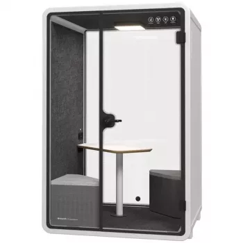 SOUNDBOX INC Soundbox Office Pod SR-M (E5) 2 vietų baltas – akustinė darbo kabina su ventiliacija, LED apšvietimu ir elektros įvadais