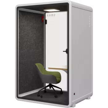 SOUNDBOX INC Soundbox Office Pod SR-M (F4) 1 Asmuo Baltas – Akustinė telefono būdelė su LED apšvietimu ir vėdinimu