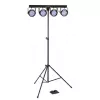 Soundsation 4LEDKIT-PARTY2 4-in-1 LED apšvietimo rinkinys su Derby, PAR, stroboskopu, lazeriu, trikoju, IR nuotolinio valdymo pultu ir pėdų valdikliu