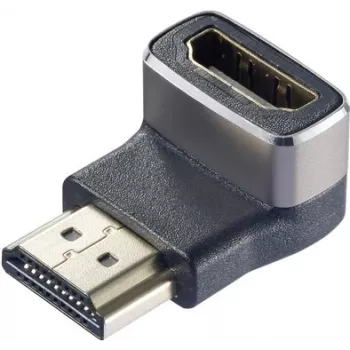 SpeaKa Professional SP-11306836 HDMI adapteris 8K 60Hz 4K 120Hz 90° kampu žemyn, vyriškas į moterišką, juodas/sidabrinis