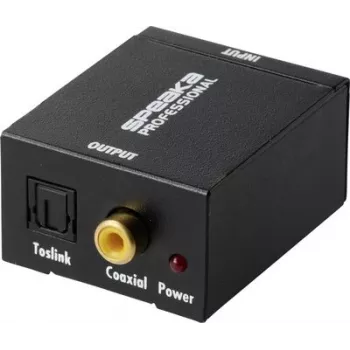 SpeaKa Professional SP-ATDAC-100 analoginio į skaitmeninį garso keitiklis RCA į Toslink ir koaksialinį 24 bitų/48 kHz juodas SP-13904368