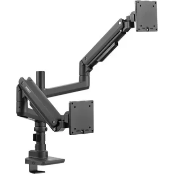 SpeaKa Professional SP-MM-980 dviejų monitorių laikiklis stalviršiui, 17-49 colių ekranams, reguliuojamas aukštis, pakreipimas, pasukimas, sukimas, dujinis spyruoklinis mechanizmas, juodas SP-12355452