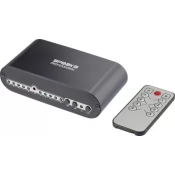 SpeaKa Professional SP-SW-200 4x2 Toslink perjungiklis su nuotolinio valdymo pultu, aliuminio korpusas