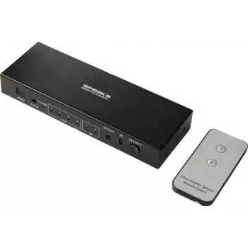 SpeaKa Professional SP-SWAP-500 2 prievadų HDMI KVM matricos perjungiklis su garsu, 4K UHD, USB 2.0 šakotuvas, metalinis, juodas SP-13904372
