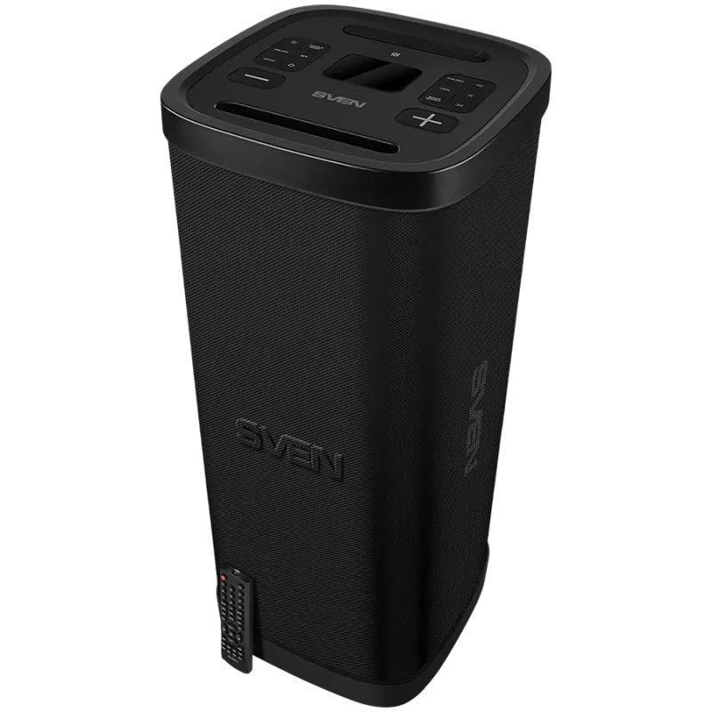 Garsiakalbis Party Box SVEN PS-1250, juodas (300 W, TWS, IPx4, Bluetooth, FM, USB, microSD, LED ekranas, 13500 mAh)