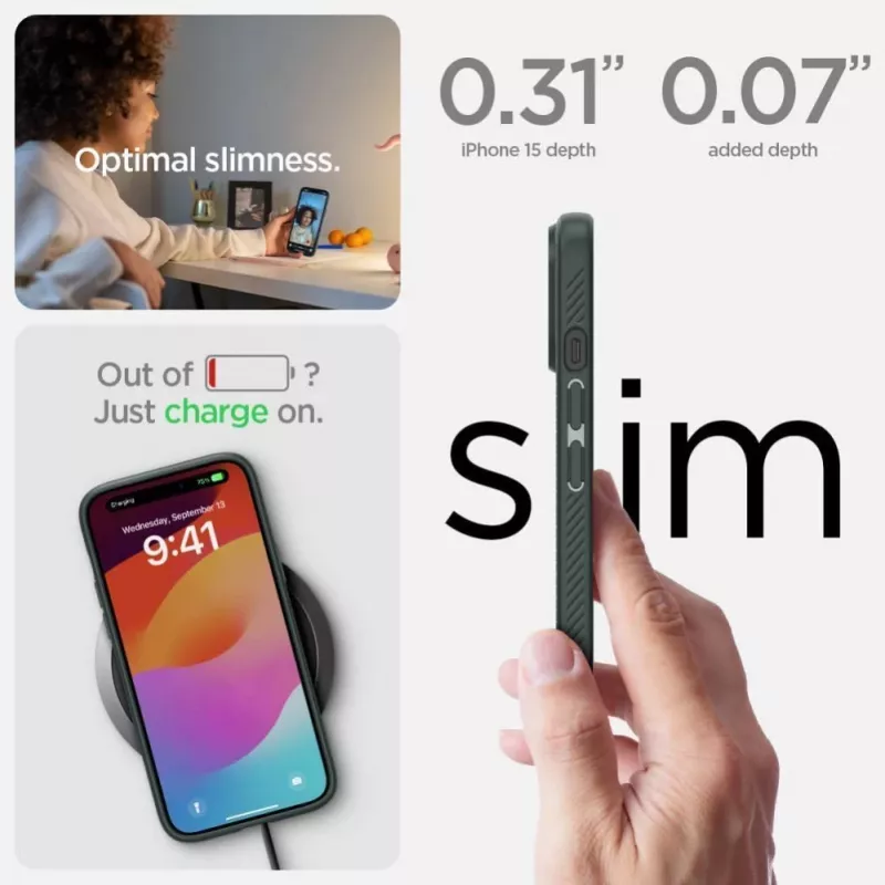 Spigen Liquid Air Dėklas, skirtas iPhone 15 – Abyss Green