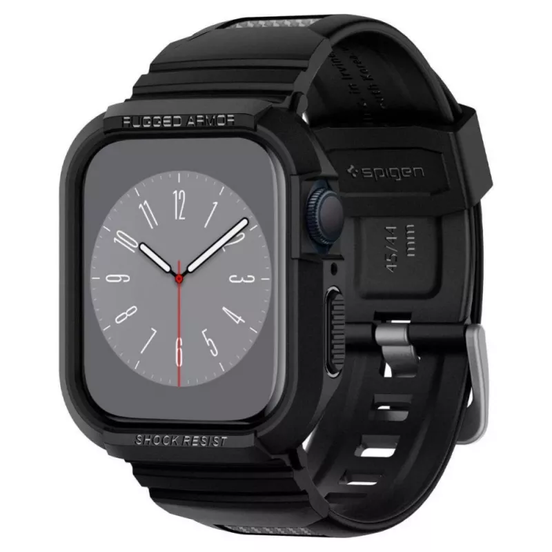 Spigen Apple Watch 44 mm sportinis dirželis su įmontuotu korpusu, juodas