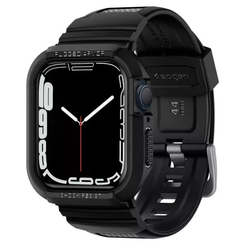 Spigen Apple Watch 44 mm sportinis dirželis su įmontuotu korpusu, juodas