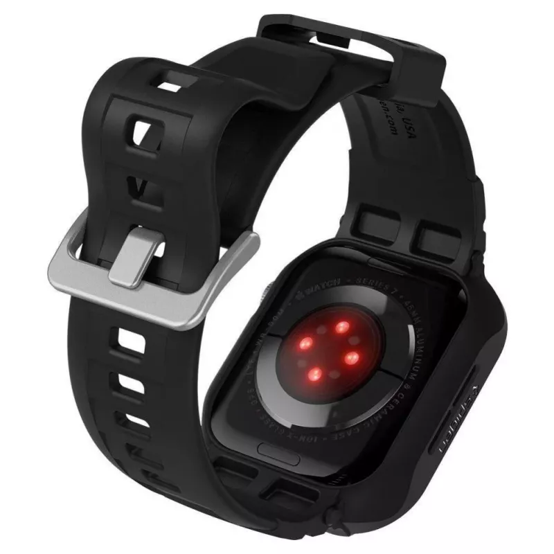 Spigen Apple Watch 44 mm sportinis dirželis su įmontuotu korpusu, juodas