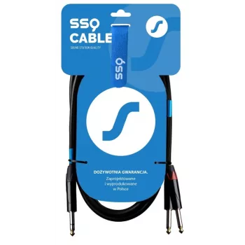 SSQ JSJM2 SS-1453 Laidas Jack Stereo - 2x Jack Mono 2 m Juodas