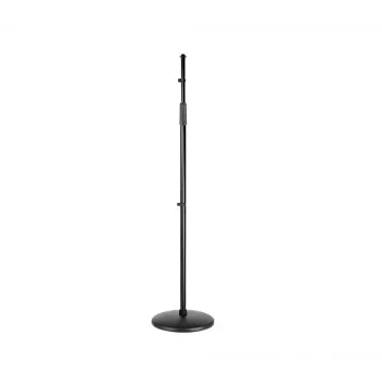 SSQ MS2 Tiesus Mikrofono Stovas – Juodas, 900-1600 mm, Apvalus Ketaus Pagrindas