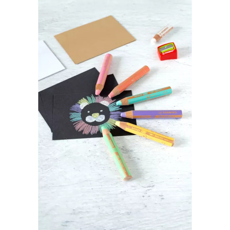 STABILO woody 3 in 1 Multitalentstift pastelinių spalvų pieštukų rinkinys - 6 vnt.