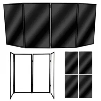 STAND4ME DJ PARAWAN COMPACT BK DJ fasādes ekranas, 4 paneliai, juodas rėmas, balta medžiaga