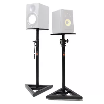 STAND4ME MON 1 MKII 2 vnt. monitorių stovai - teleskopinis aukščio reguliavimas 800-1300 mm, plienas, juodi, 20 kg apkrova
