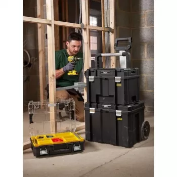 Stanley FATMAX PRO-STACK Tool Hard Case, 22L, IP54, juoda su geltonais akcentais