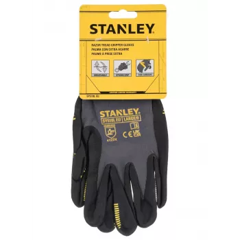 Stanley SY510L-QS darbo pirštinės, dydis L (9) – sintetinės odos delnas, spandekso nugara, neopreno rankogalis, EN 388 sertifikuota, juoda/geltona