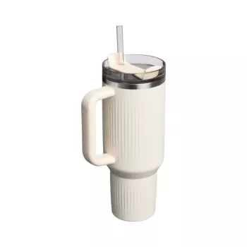 STANLEY The Quencher H2.0 Fluted gėrimų indas 1,18L blizgus kreminis su šiaudeliu