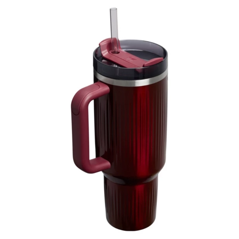 STANLEY The Quencher H2.0 Fluted Tumbler 1,18L Glossy Maroon termosas su šiaudeliu