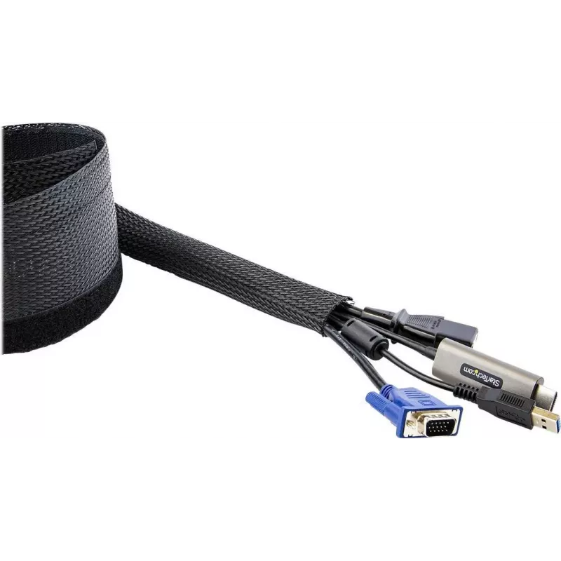 StarTech.com 3 m kabelių rankovė su Velcro, kabelių valdymo grommet - juoda - 3 m