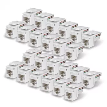 StarTech.com Cat6 Keystone Jack 24 vnt., RJ45 UTP, 90 laipsnių 110 Punch Down, balti