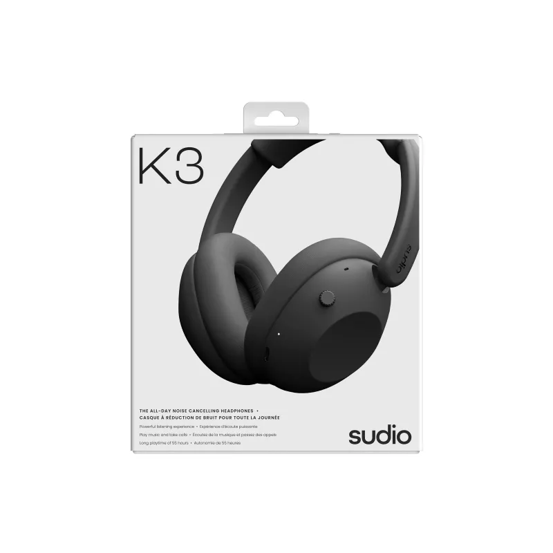 Sudio K3 belaidės ausinės su hibridine ANC, Bluetooth 5.3, 60 val. baterija, Ink Black