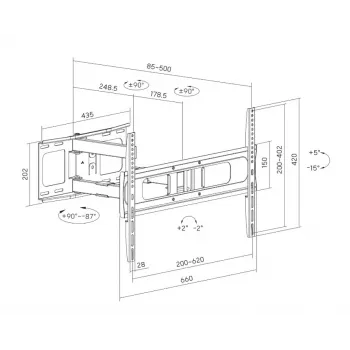 Sunne Full-Motion TV Wall Mount 37-86 inch Black 50 kg