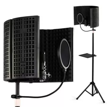 SUPRIMO AC5 SET 5-panelių akustinė izoliacinė pertvara mikrofonui, sulankstoma, juoda
