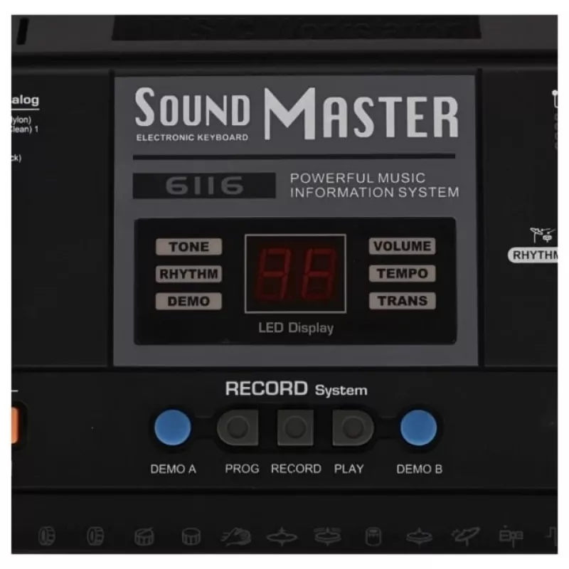 SUPRIMO MQ 6116 61 klavišų mokomasis klaviatūros su LCD, 128 garsų, 128 ritmų, įrašymu, mikrofonu, juoda