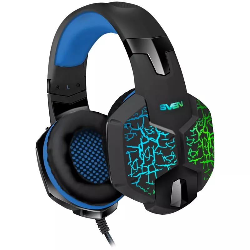 SVEN AP-U980MV žaidimų ausinės, USB, LED, 7.1, juodos-mėlynos