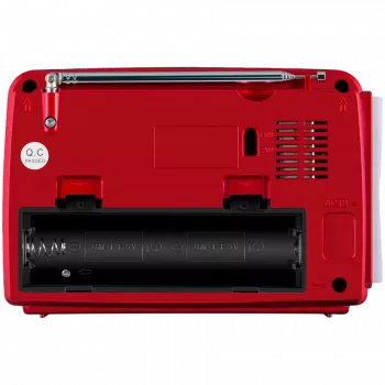 Nešiojamas garsiakalbis SVEN SRP-150, raudonas (3W, Bluetooth, FM/AM/SW, USB, microSD, žibintuvėlis, baterija)