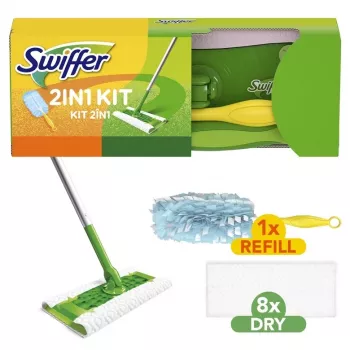 Swiffer Sweeper 2-in-1 grindų ir dulkių šluota pradinis rinkinys