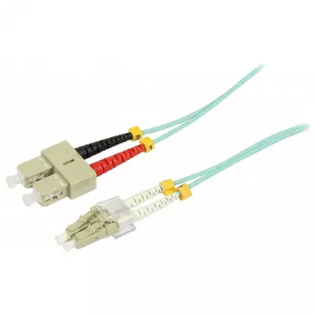 SYNERGY21 Skaidulinio optinio šuolo kabelis 10m LC-SC Duplex 50/125µm OM3 LSZH Aqua 2mm