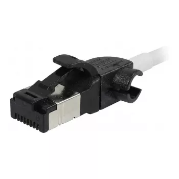 Synergy21 Patch Cable RJ45, CAT6A 500MHz, 7,5m, White, S/FTP, Slimline Round d=4,5mm, TPE/LSZH (Superflex), AWG28, with CAT7 Raw Connector, Rotatable Plug